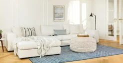 Parallel Wave Blue & White Modern Area Rug 8x10 - Perfect for Living Room & Bedroom Decor