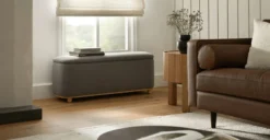 Maribo Stately Gray 48" Storage Ottoman - Elegant Bedroom Bench with Hidden Storage