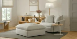 Leigh Silver Ivory Swivel Chair - Modern Lounge Chair for Living Room