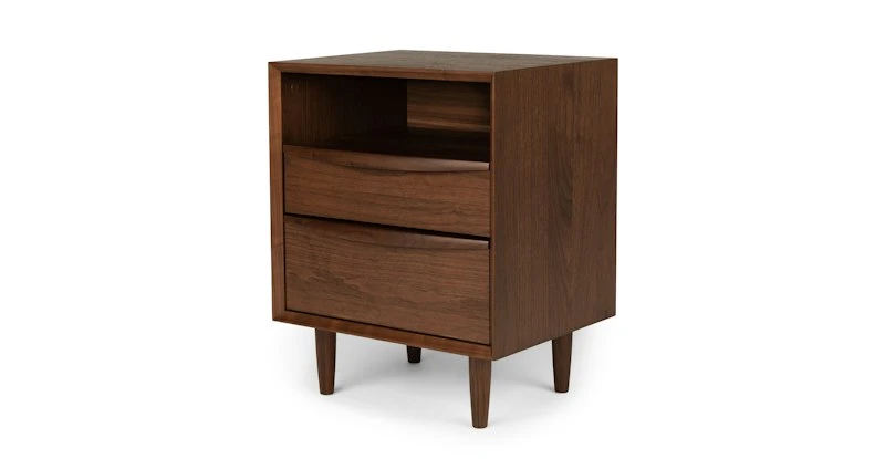 Lenia Walnut 2-Drawer Nightstand - Modern Bedroom Storage Solution 4 Lenia Walnut 2-Drawer Nightstand - Modern Bedroom Storage Solution - Image 4