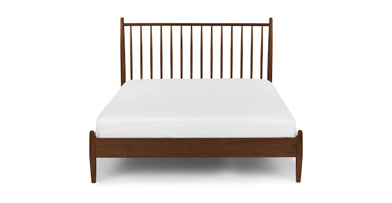 Lenia Walnut Queen Bed - Elegant Solid Wood Bed Frame for Modern Bedrooms 3 Lenia Walnut Queen Bed - Elegant Solid Wood Bed Frame for Modern Bedrooms - Image 3