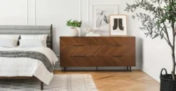 Nera Walnut 6-Drawer Double Dresser - Stylish & Functional Bedroom Furniture