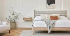 Lenia Rain Cloud Gray Oak Queen Bed - Modern Bedroom Furniture