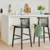 Rus Black Counter Stool - Modern Bar Stool for Kitchen & Dining