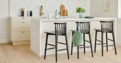 Rus Black Counter Stool - Modern Bar Stool for Kitchen & Dining