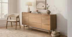 Furniture Sales 2024 29 Lenia White Oak 9-Drawer Dresser - Modern Bedroom Storage Solution