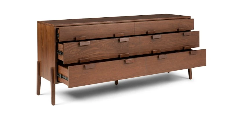 Vireo Walnut 6-Drawer Double Dresser - Stylish & Spacious Bedroom Storage 3 Vireo Walnut 6-Drawer Double Dresser - Stylish & Spacious Bedroom Storage - Image 3