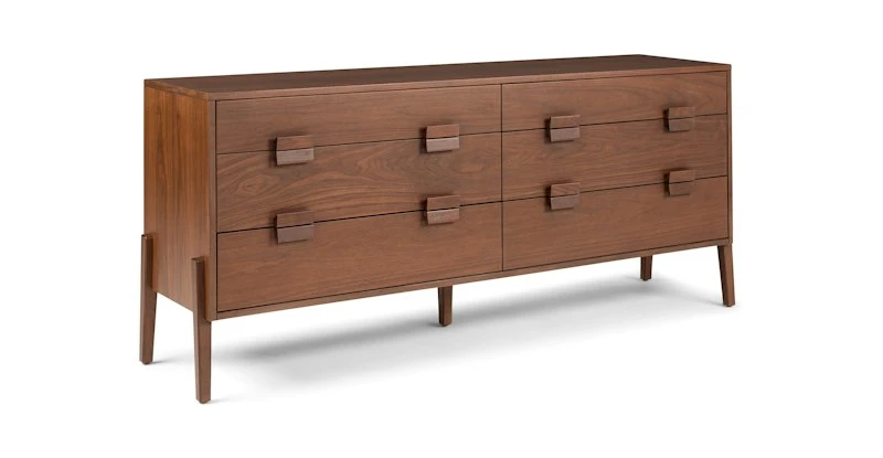 Vireo Walnut 6-Drawer Double Dresser - Stylish & Spacious Bedroom Storage 2 Vireo Walnut 6-Drawer Double Dresser - Stylish & Spacious Bedroom Storage - Image 2