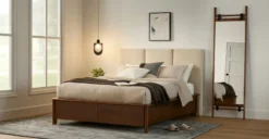 Noel Plush Pacific Taupe Queen 48" Upholstered Headboard for Bedroom Elegance