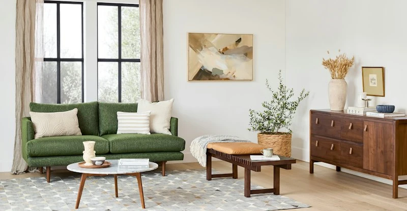 Burrard Forest Green Loveseat - Modern Two-Seater Sofa for Your Living Room 1 Burrard Forest Green Loveseat - Modern Two-Seater Sofa for Your Living Room