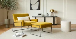 Cilo Ivory Bouclé Ottoman - Modern Footrest & Storage Stool for Living Room