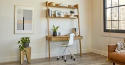 Fantol Oak Leaning Desk - Modern Ergonomic Design for Home & Office