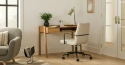 Furniture Sales 2024 43 Fantol Solid Oak Wood Desk - Modern Home Office Desk with Durable Design