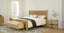 Furniture Sales 2024 33 Stade Valley Tan Oak King Bed - Premium Solid Wood Bed Frame for Bedroom