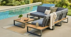 Kezia Whale Gray Corner Modular Sectional - Premium Outdoor Sectional Sofa