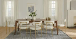 Viarsi Light Melange Gray Brass Dining Chair – Modern Elegance for Your Dining Space