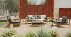 Callais Taupe Gray Sofa Set - Durable Outdoor Furniture for Modern Patios