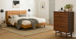 Lenia Walnut 4-Drawer Chest - Stylish Bedroom Dresser with Ample Storage
