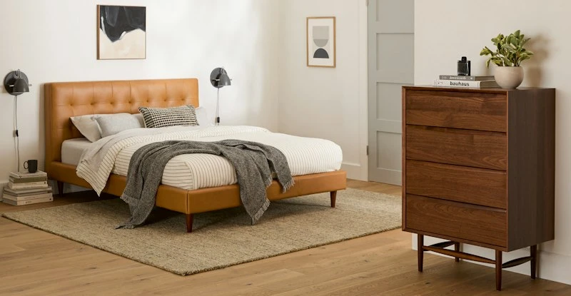 Lenia Walnut 4-Drawer Chest - Stylish Bedroom Dresser with Ample Storage 1 Lenia Walnut 4-Drawer Chest - Stylish Bedroom Dresser with Ample Storage